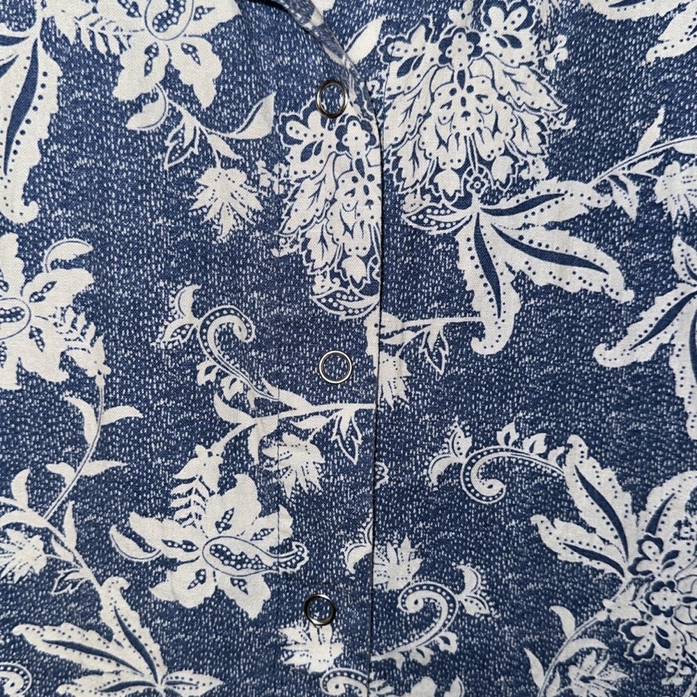 COLDWATER CREEK Linen Blend Floral Snap Front Shacket/Blouse Top Size M - Picture 5 of 7